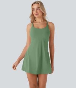 Mini Dresses|Active Dresses<HALARA SoftlyZero™ Plush Molded Cups Dance Active Dress-Easy Peezy Edition-D/DD/DDD/F Cups