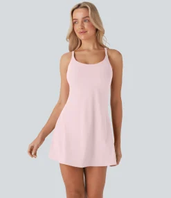 Mini Dresses|Active Dresses<HALARA SoftlyZero™ Plush Molded Cups Dance Active Dress-Easy Peezy Edition-D/DD/DDD/F Cups