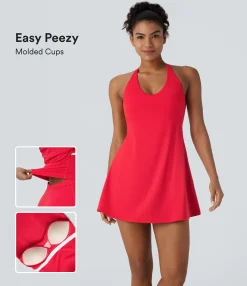 Mini Dresses|Active Dresses<HALARA SoftlyZero™ Plush Molded Cups Dance Active Dress-Easy Peezy Edition