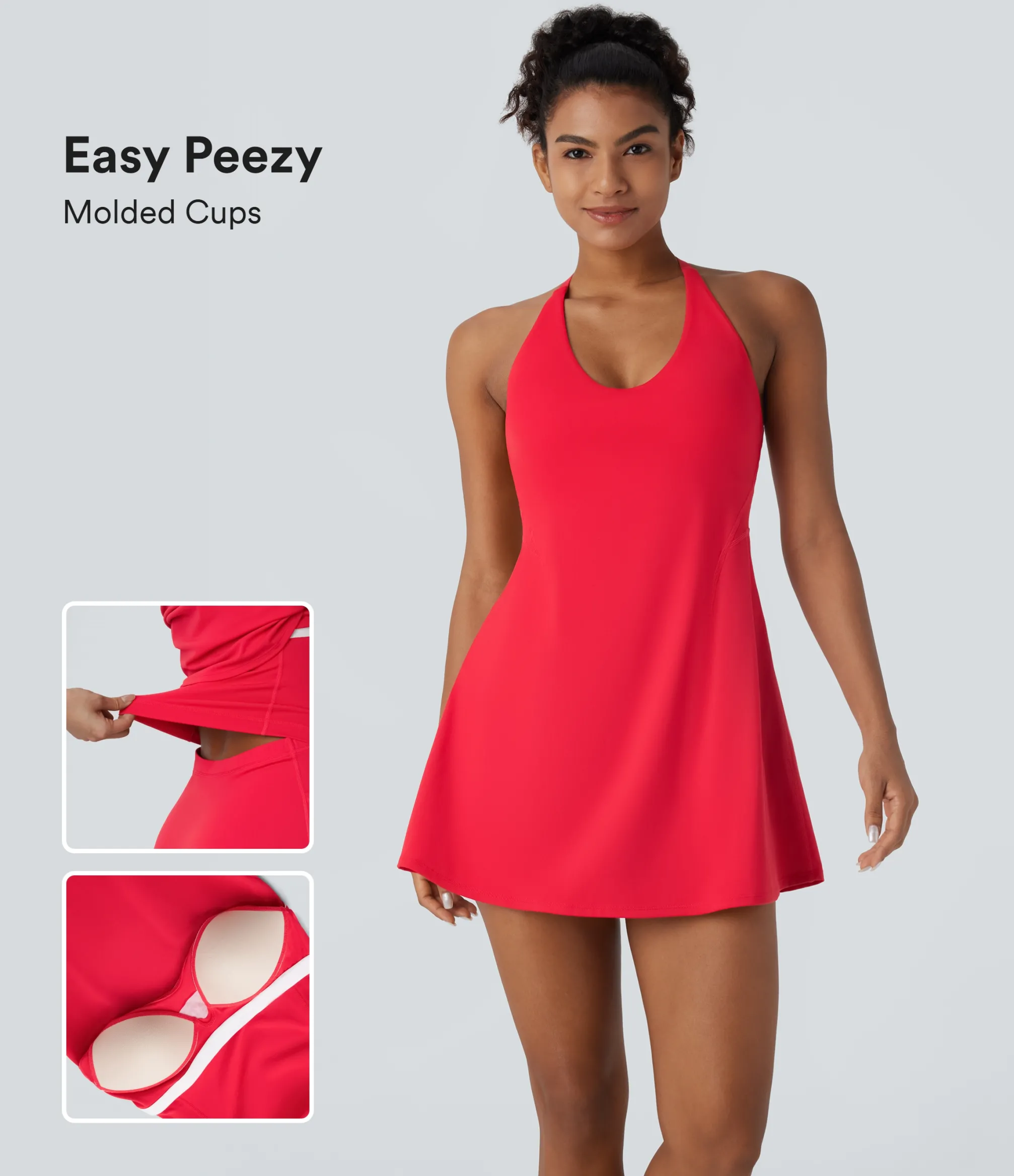 Mini Dresses|Active Dresses<HALARA SoftlyZero™ Plush Molded Cups Dance Active Dress-Easy Peezy Edition