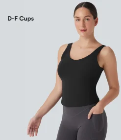 Tank Tops & Camis|Tank Tops<HALARA SoftlyZero™ Plush Padded V Neck Running Tank Top-D/DD/DDD/F Cups