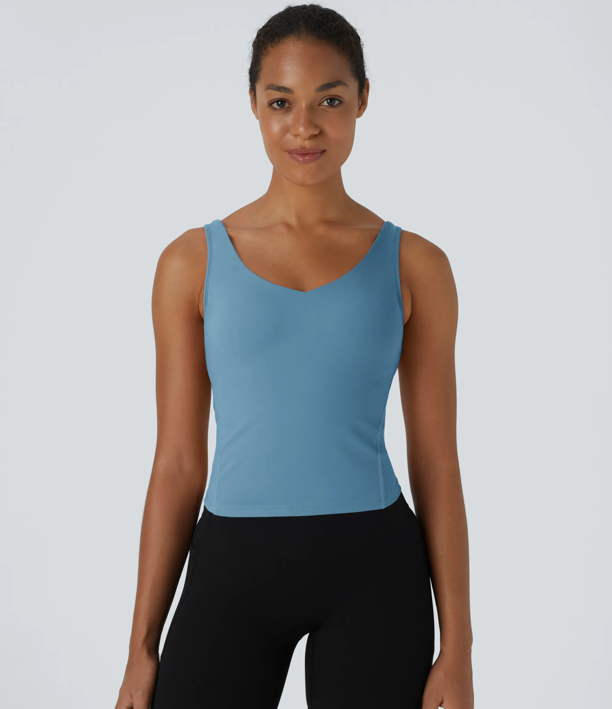 Casual Tops|Yoga Tops<HALARA SoftlyZero™ Plush Padded V Neck Plain Tank Top