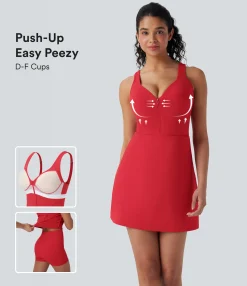 Active Dresses|Dresses<HALARA SoftlyZero™ Plush Push-Up Molded Cups Zipper 2-in-1 Yoga Active Dress with Pockets-Easy Peezy-D/DD/DDD/F