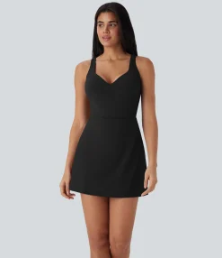 Active Dresses|Dresses<HALARA SoftlyZero™ Plush Push-Up Molded Cups 2-in-1 Yoga Active Dress with Pockets-Easy Peezy-D/DD/DDD/F Cups