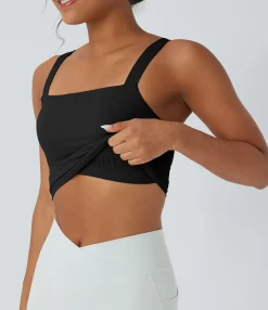 Tank Tops & Camis|Tank Tops<HALARA SoftlyZero™ Plush Square Neck Cropped Built-in Bra Yoga Tank Top