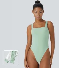 Sports Tops|Sports Tops<HALARA SoftlyZero™ Plush Square Neck Sleeveless Snap Skinny Yoga Bodysuit