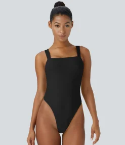 Sports Tops|Sports Tops<HALARA SoftlyZero™ Plush Square Neck Sleeveless Snap Skinny Yoga Bodysuit