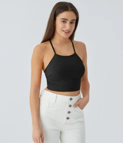 Casual Tops|Tank Tops & Camis<HALARA SoftlyZero™ Plush Square Neck Cropped Casual Tank Top