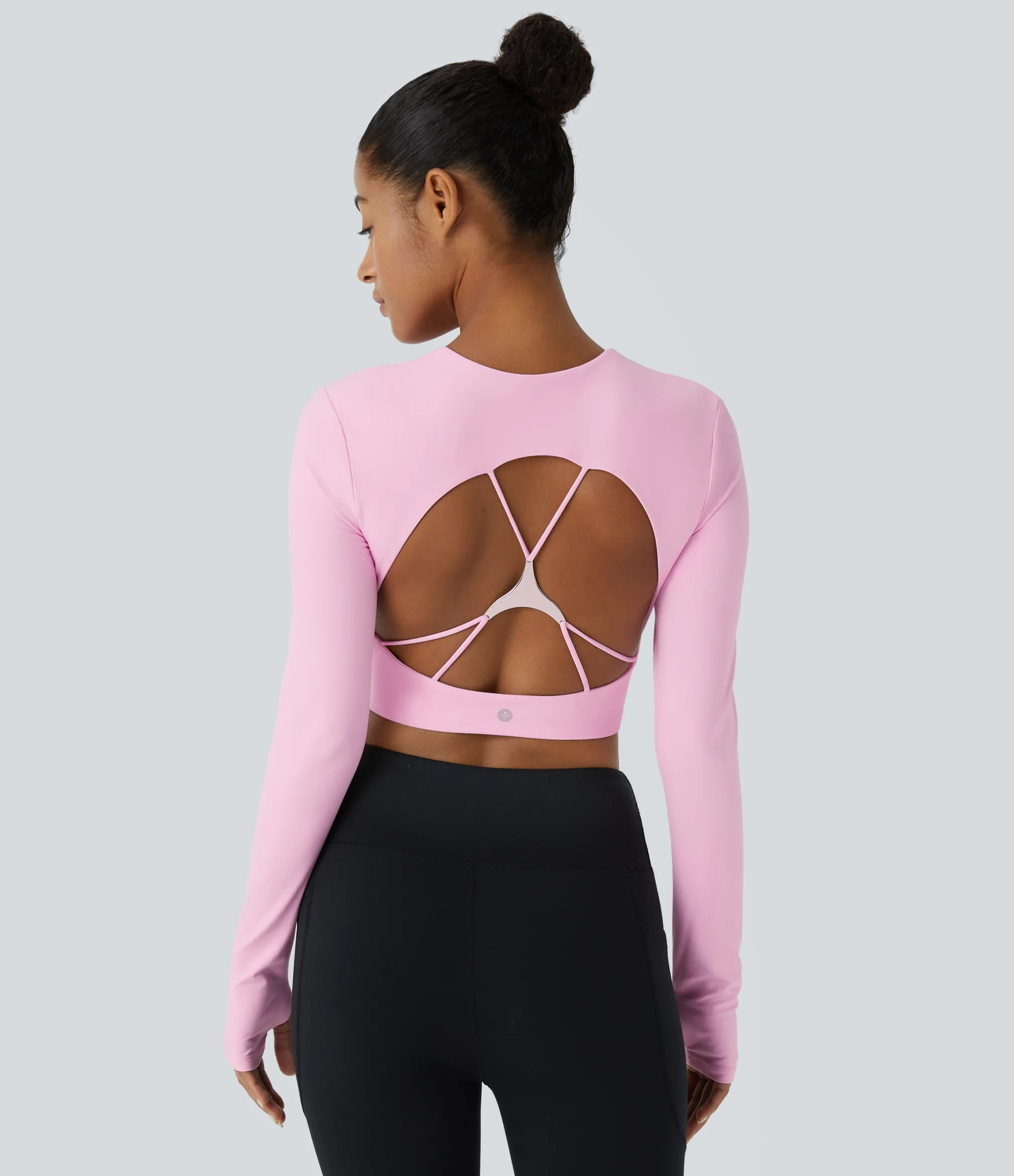 Yoga Tops|Sports Tops<HALARA SoftlyZero™ Plush Square Neck Long Sleeve Thumb Hole Cropped Yoga Sports Top