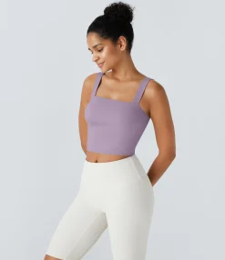 Yoga Tops|Tank Tops & Camis<HALARA SoftlyZero™ Plush Square Neck Cropped Skinny Yoga Tank Top