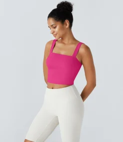 Yoga Tops|Tank Tops & Camis<HALARA SoftlyZero™ Plush Square Neck Cropped Skinny Yoga Tank Top
