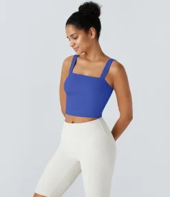 Yoga Tops|Tank Tops & Camis<HALARA SoftlyZero™ Plush Square Neck Cropped Skinny Yoga Tank Top