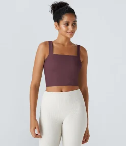 Yoga Tops|Tank Tops & Camis<HALARA SoftlyZero™ Plush Square Neck Cropped Skinny Yoga Tank Top