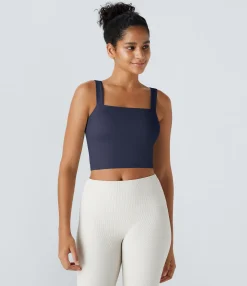 Yoga Tops|Tank Tops & Camis<HALARA SoftlyZero™ Plush Square Neck Cropped Skinny Yoga Tank Top