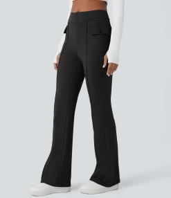 Pants|Cargo Pants<HALARA SoftlyZero™ Plush Thermal High Waisted Side Flap Pocket Flare Casual Cargo Pants