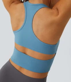 Casual Tops|Yoga Tops<HALARA SoftlyZero™ Plush U Neck Racerback Cut Out Cropped Yoga Tank Top