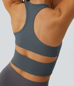 Casual Tops|Yoga Tops<HALARA SoftlyZero™ Plush U Neck Racerback Cut Out Cropped Yoga Tank Top