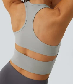 Casual Tops|Yoga Tops<HALARA SoftlyZero™ Plush U Neck Racerback Cut Out Cropped Yoga Tank Top