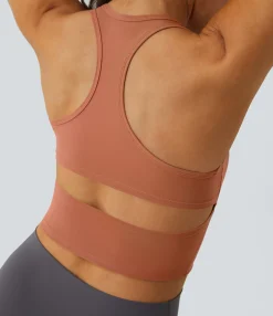 Casual Tops|Yoga Tops<HALARA SoftlyZero™ Plush U Neck Racerback Cut Out Cropped Yoga Tank Top