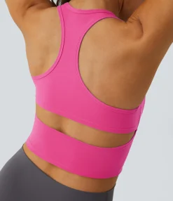 Casual Tops|Yoga Tops<HALARA SoftlyZero™ Plush U Neck Racerback Cut Out Cropped Yoga Tank Top