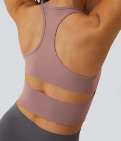 Casual Tops|Yoga Tops<HALARA SoftlyZero™ Plush U Neck Racerback Cut Out Cropped Yoga Tank Top