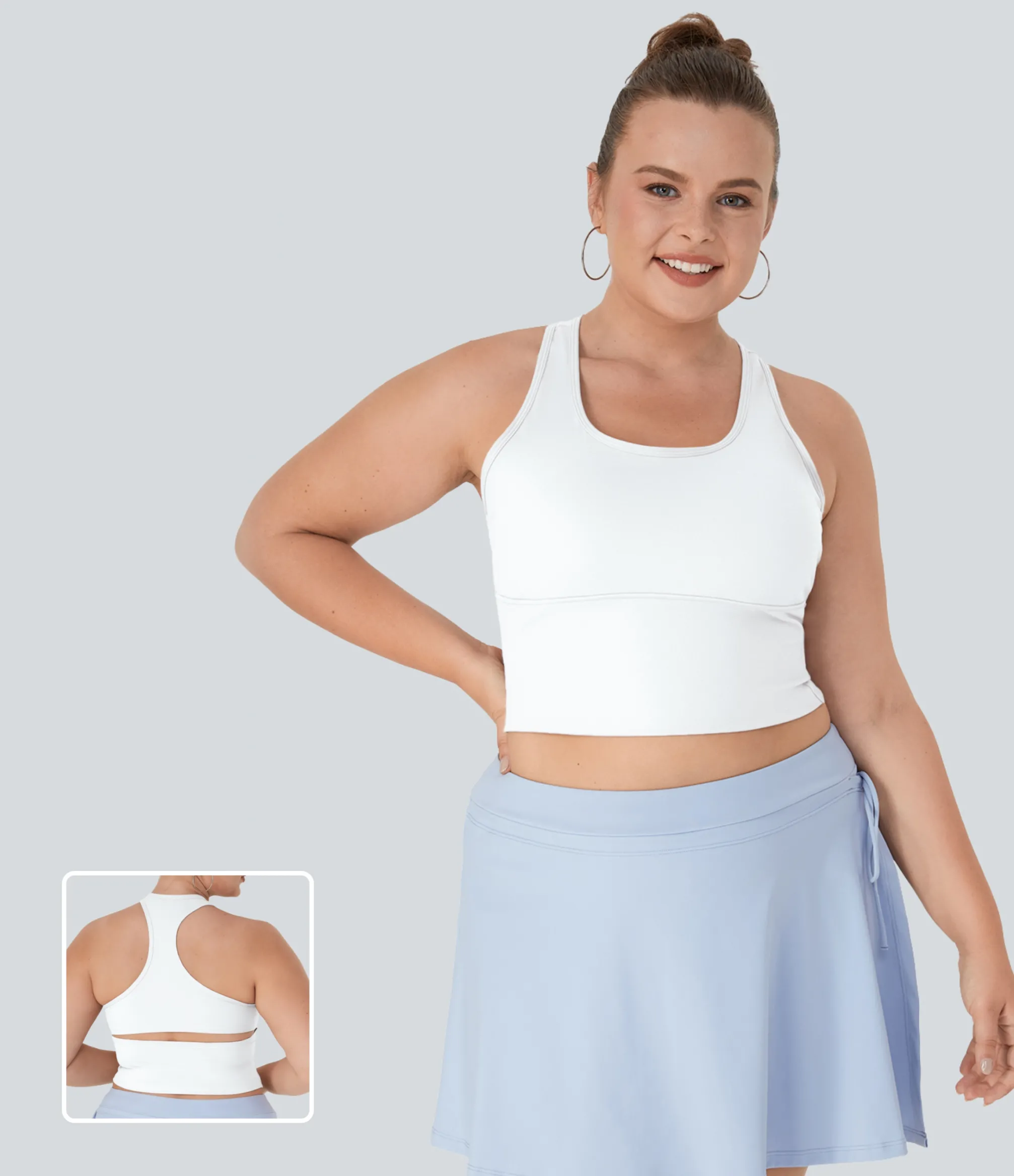 Yoga Tops|Plus Size<HALARA SoftlyZero™ Plush U Neck Racerback Cut Out Plus Size Yoga Tank Top