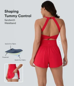 Jumpsuits<HALARA SoftlyZero™ QuickDry SoCinched Tummy Control 2-in-1 Pocket Yoga Jumpsuit