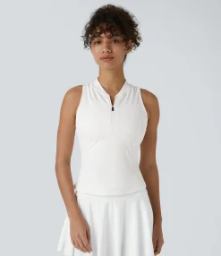 Tank Tops & Camis|Tank Tops<HALARA SoftlyZero™ QuickDry Baseball Collar Half Zipper Slim Golf Tank Top