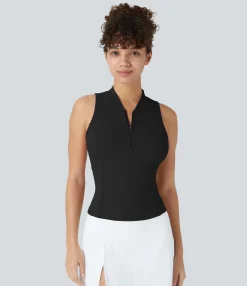 Tank Tops & Camis|Tank Tops<HALARA SoftlyZero™ QuickDry Baseball Collar Half Zipper Slim Golf Tank Top