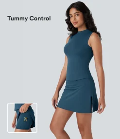 Tank Tops & Camis|Tank Tops<HALARA SoftlyZero™ QuickDry Curved Hem Tank Top And Tummy Control 2-in-1 Pocket Golf Skirt Set-Golf Tee Pockets