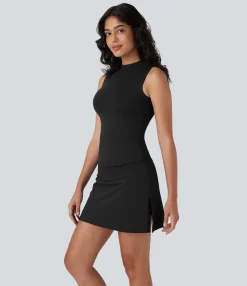 Tank Tops & Camis|Tank Tops<HALARA SoftlyZero™ QuickDry Curved Hem Tank Top And Tummy Control 2-in-1 Pocket Golf Skirt Set-Golf Tee Pockets