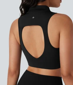 Tank Tops & Camis|Tank Tops<HALARA SoftlyZero™ QuickDry Cut Out Stand Collar Skinny Cropped Tennis Tank Top