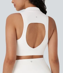 Tank Tops & Camis|Tank Tops<HALARA SoftlyZero™ QuickDry Cut Out Stand Collar Skinny Cropped Tennis Tank Top