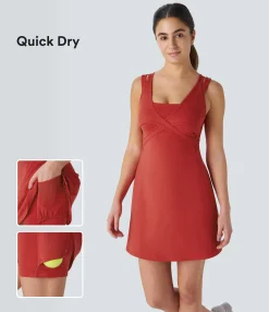 Dresses|Mini Dresses<HALARA SoftlyZero™ QuickDry Double Straps 2-in-1 Pocket Mini Tennis Active Dress