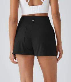 Active Shorts|Shorts<HALARA SoftlyZero™ QuickDry High Waisted Pockets Workout Shorts Black