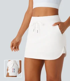Mini Skirts|Active Skirts<HALARA SoftlyZero™ QuickDry High Waisted Drawstring Pocket 2-in-1 Curved Hem Mini Golf Skirt-Golf Tee Pocket