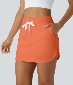 Mini Skirts|Active Skirts<HALARA SoftlyZero™ QuickDry High Waisted Drawstring Pocket 2-in-1 Curved Hem Mini Golf Skirt-Golf Tee Pocket