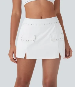 Mini Skirts|Active Skirts<HALARA SoftlyZero™ QuickDry Mid Rise 2-in-1 Studded Mini Pickleball Skirt with Pockets