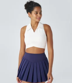 Tank Tops & Camis|Tank Tops<HALARA SoftlyZero™ QuickDry Polo Collar V Neck Racerback Cropped Tennis Tank Top
