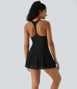 Dresses|Mini Dresses<HALARA SoftlyZero™ QuickDry Racerback 2-in-1 Pocket Contrast Mesh Mini Tennis Active Dress