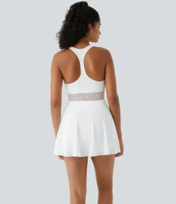 Dresses|Mini Dresses<HALARA SoftlyZero™ QuickDry Racerback 2-in-1 Pocket Contrast Mesh Mini Tennis Active Dress