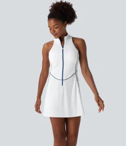 Active Dresses|Dresses<HALARA SoftlyZero™ QuickDry Sleeveless Half Zip Mini Golf Active Dress with Pockets-Golf Tee