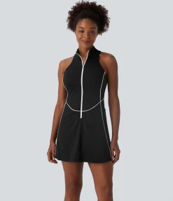 Active Dresses|Dresses<HALARA SoftlyZero™ QuickDry Sleeveless Half Zip Mini Golf Active Dress with Pockets-Golf Tee