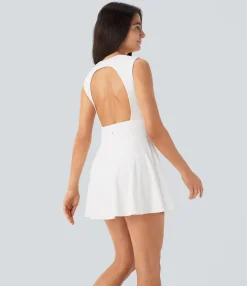 Dresses|Mini Dresses<HALARA SoftlyZero™ QuickDry Sleeveless 2-in-1 Pocket Flare Mini Pickleball Active Dress
