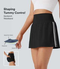 Active Skirts|Mini Skirts<HALARA SoftlyZero™ QuickDry SoCinched High Waisted Tummy Control 2-in-1 Color Block Mini Pickleball Skirt with Pocket Black