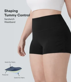 Plus Size<HALARA SoftlyZero™ QuickDry SoCinched High Waisted Tummy Control Ruched Running Plus Size Biker Shorts 2.5''