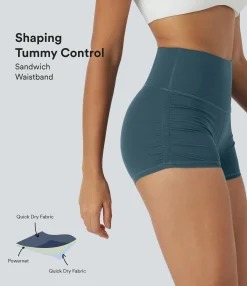 Active Shorts|Bikers<HALARA SoftlyZero™ QuickDry SoCinched High Waisted Tummy Control Ruched Running Biker Shorts 2.5''