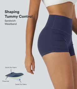 Active Shorts|Bikers<HALARA SoftlyZero™ QuickDry SoCinched High Waisted Tummy Control Ruched Running Biker Shorts 2.5''