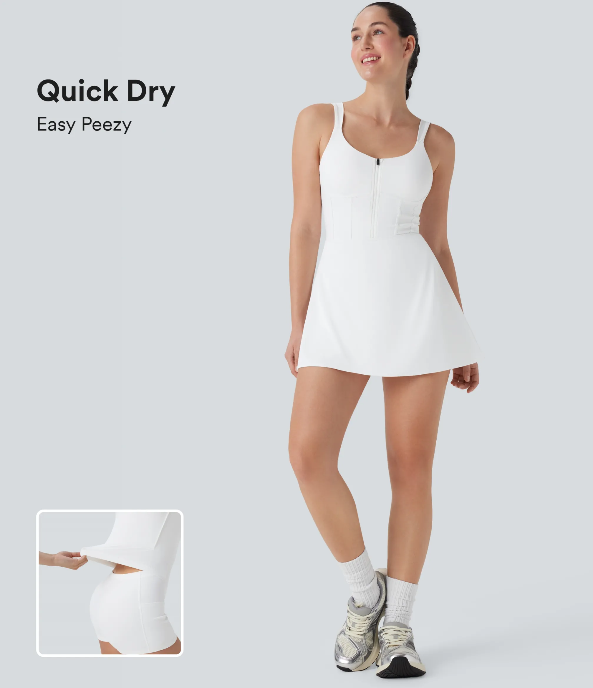 Mini Dresses|Active Dresses<HALARA SoftlyZero™ QuickDry Zip Corset 2-in-1 Mini Dance Active Dress with Pockets-Easy Peezy Edition