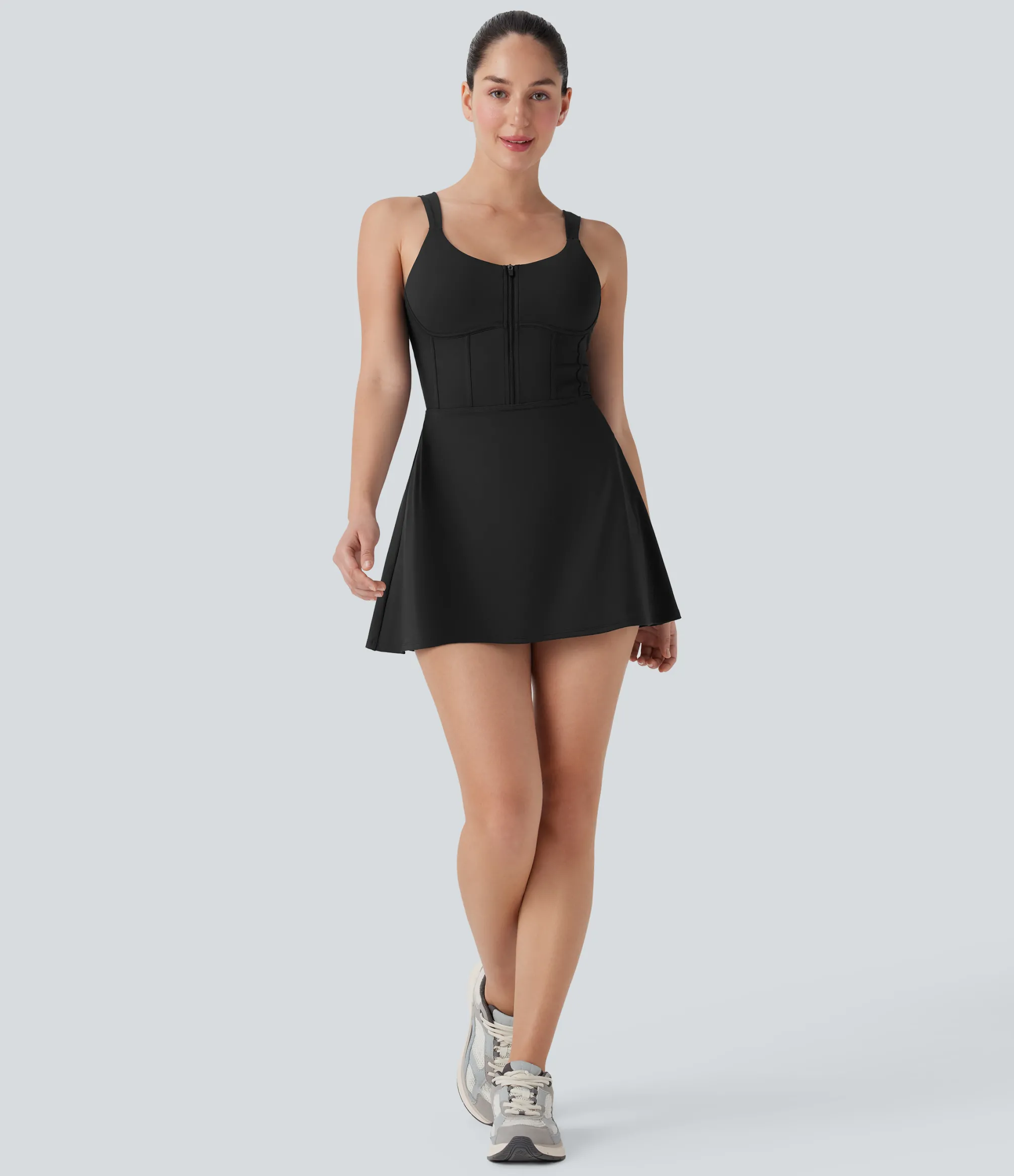 Mini Dresses|Active Dresses<HALARA SoftlyZero™ QuickDry Zip Corset 2-in-1 Mini Dance Active Dress with Pockets-Easy Peezy Edition
